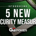 Arte oficial do GGPoker com escudo de feltro verde e o texto 5 New Security Measures